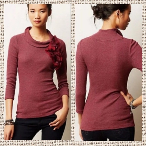 Anthropologie Tops - Deletta Ophelia Thermal Ruffle Cowl Top #893